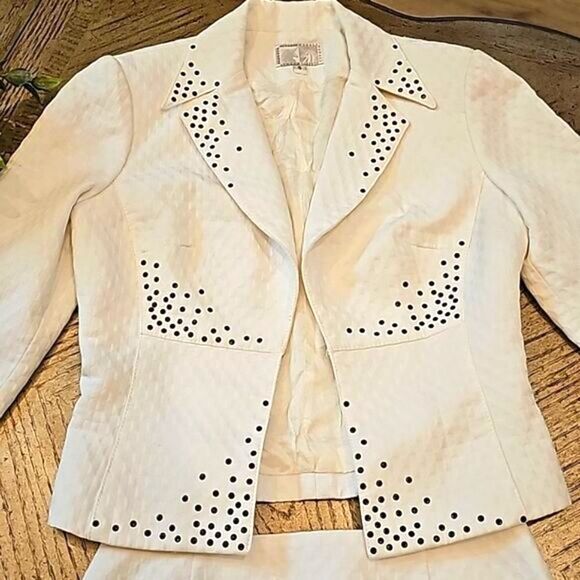 Alberto Makali white blazer jacket skirt set size  4 Vintage - Picture 2 of 15